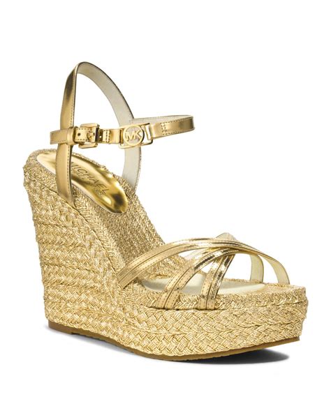 michael kors beth wedge gold|Michael Kors gold flat sandals.